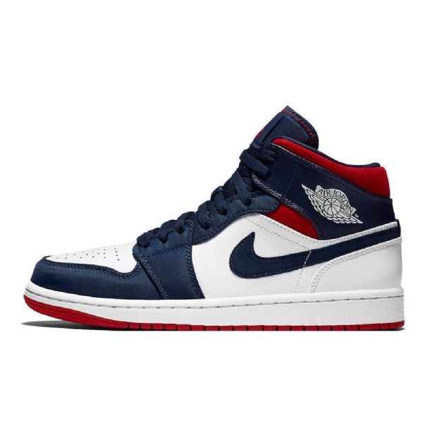 Nike Air Jordan 1 Mid Tops Se Usa Sko Herre Marineblå Hvite