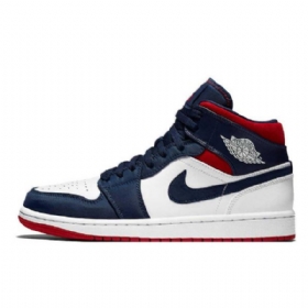 Nike Air Jordan 1 Mid Tops Se Usa Sko Herre Marineblå Hvite