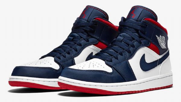 Nike Air Jordan 1 Mid Tops Se Usa Sko Herre Marineblå Hvite