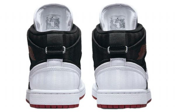Nike Air Jordan 1 Mid Tops Se Utility Retro Basketball Shoes Dame Hvite Svarte Rød