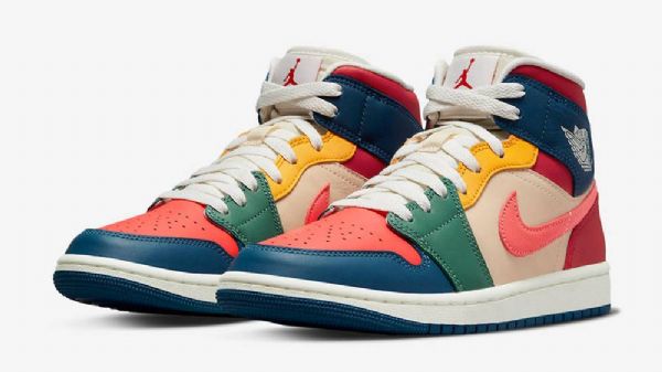 Nike Air Jordan 1 Mid Tops Seven-colour Sko Dame Multicolor
