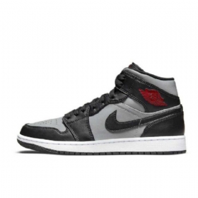Nike Air Jordan 1 Mid Tops Shadow Sko Herre Svarte Grå
