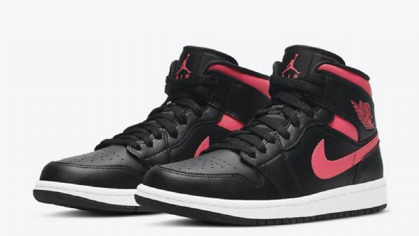 Nike Air Jordan 1 Mid Tops Siren Sko Herre Svarte Rød