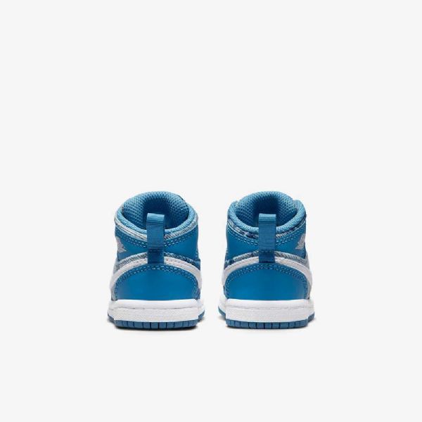 Nike Air Jordan 1 Mid Tops Sko Barn Blå Hvite