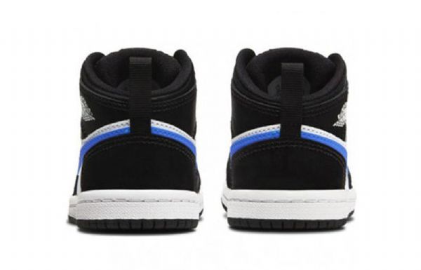 Nike Air Jordan 1 Mid Tops Sko Barn Blå Svarte Hvite