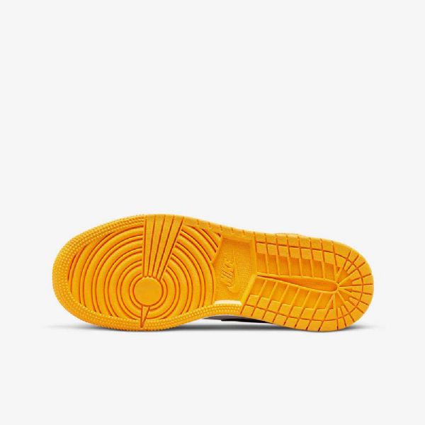 Nike Air Jordan 1 Mid Tops Sko Barn Gul Hvite Svarte