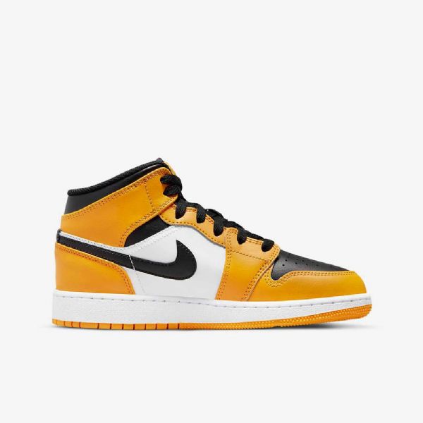 Nike Air Jordan 1 Mid Tops Sko Barn Gul Hvite Svarte