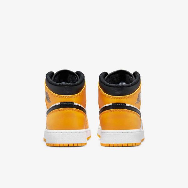 Nike Air Jordan 1 Mid Tops Sko Barn Gul Hvite Svarte