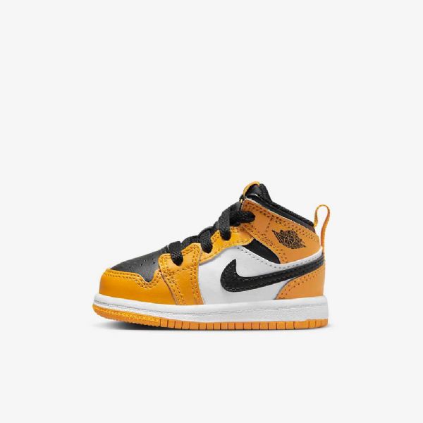 Nike Air Jordan 1 Mid Tops Sko Barn Gul Svarte