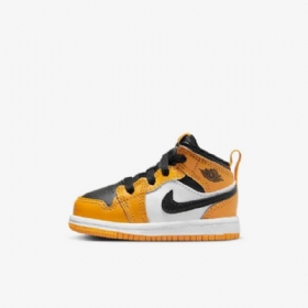 Nike Air Jordan 1 Mid Tops Sko Barn Gul Svarte