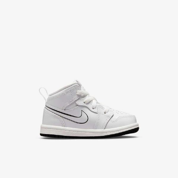 Nike Air Jordan 1 Mid Tops Sko Barn Hvite Svarte