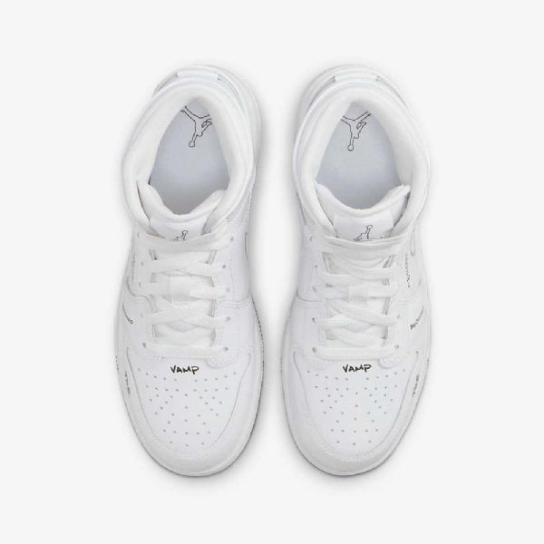 Nike Air Jordan 1 Mid Tops Sko Barn Hvite Svarte