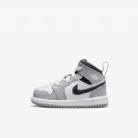 Nike Air Jordan 1 Mid Tops Sko Barn Lyse Grå Hvite