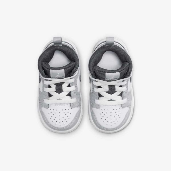 Nike Air Jordan 1 Mid Tops Sko Barn Lyse Grå Hvite
