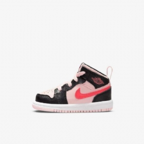 Nike Air Jordan 1 Mid Tops Sko Barn Rosa Svarte
