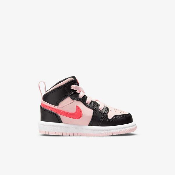 Nike Air Jordan 1 Mid Tops Sko Barn Rosa Svarte