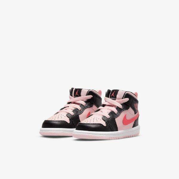 Nike Air Jordan 1 Mid Tops Sko Barn Rosa Svarte