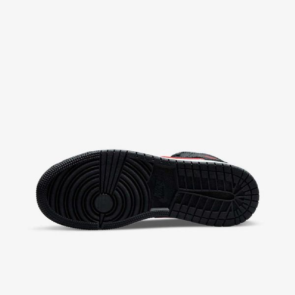 Nike Air Jordan 1 Mid Tops Sko Barn Svarte Hvite Rød