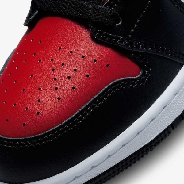 Nike Air Jordan 1 Mid Tops Sko Barn Svarte Hvite Rød