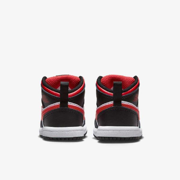 Nike Air Jordan 1 Mid Tops Sko Barn Svarte Hvite Rød