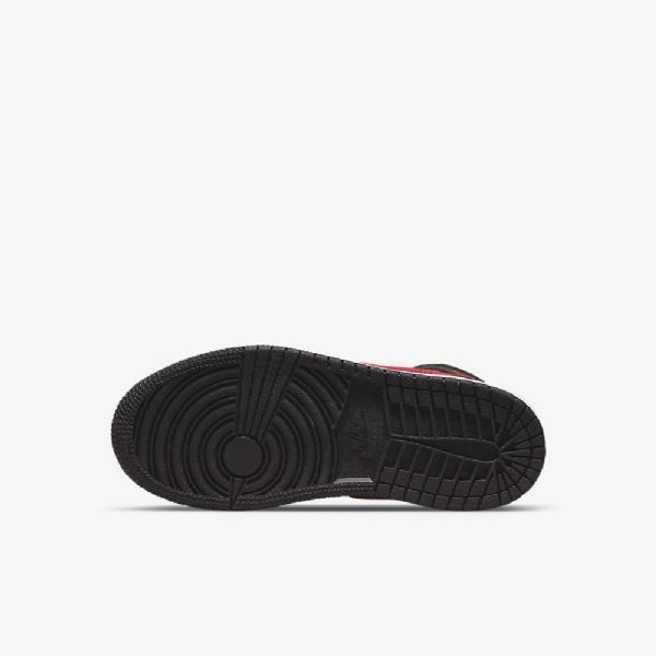 Nike Air Jordan 1 Mid Tops Sko Barn Svarte Hvite Rød