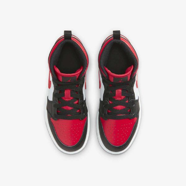 Nike Air Jordan 1 Mid Tops Sko Barn Svarte Hvite Rød
