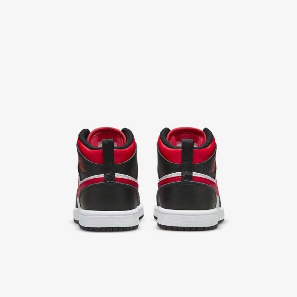 Nike Air Jordan 1 Mid Tops Sko Barn Svarte Hvite Rød