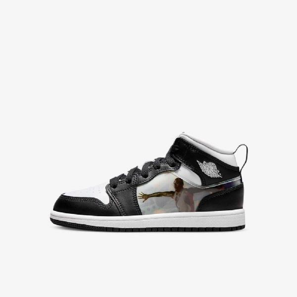 Nike Air Jordan 1 Mid Tops Sko Barn Svarte Rød Mørke
