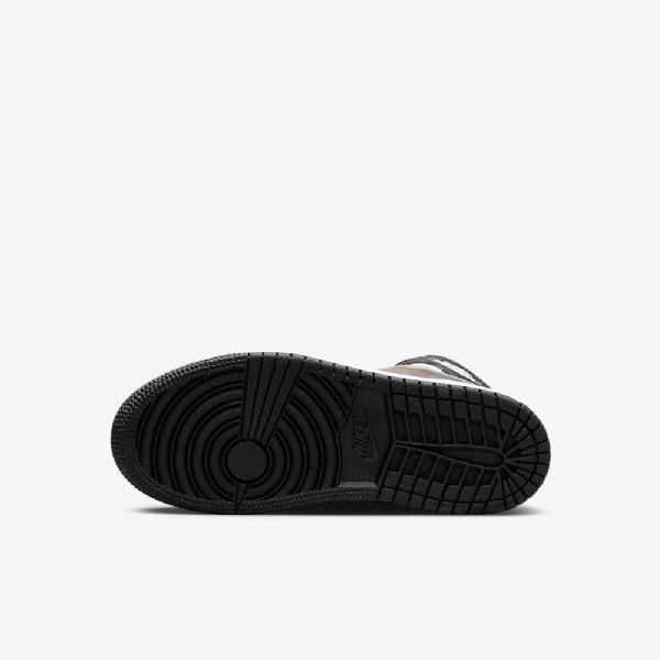 Nike Air Jordan 1 Mid Tops Sko Barn Svarte Rød Mørke