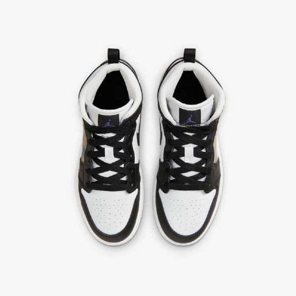 Nike Air Jordan 1 Mid Tops Sko Barn Svarte Rød Mørke