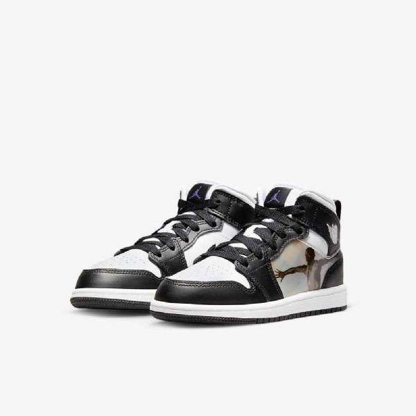 Nike Air Jordan 1 Mid Tops Sko Barn Svarte Rød Mørke