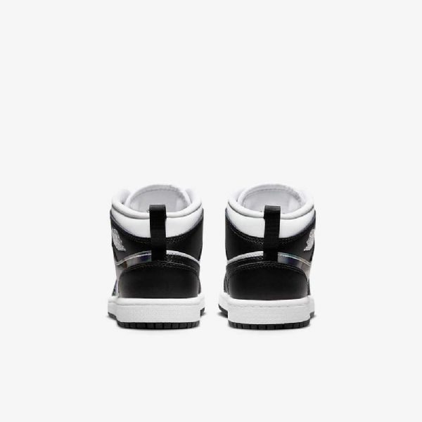 Nike Air Jordan 1 Mid Tops Sko Barn Svarte Rød Mørke