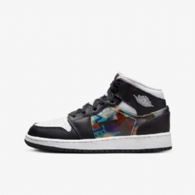 Nike Air Jordan 1 Mid Tops Sko Barn Svarte Rød Mørke
