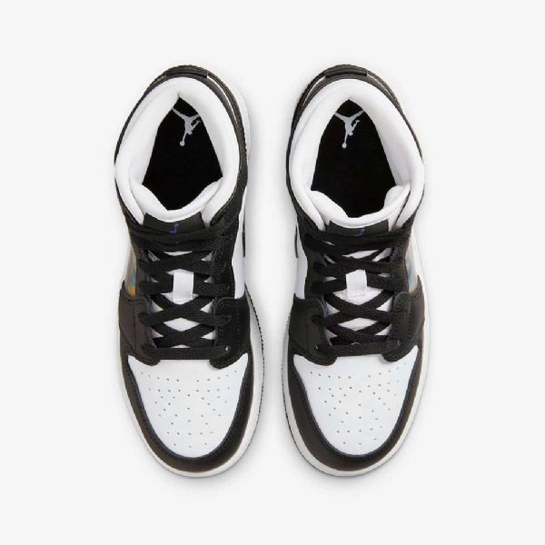 Nike Air Jordan 1 Mid Tops Sko Barn Svarte Rød Mørke