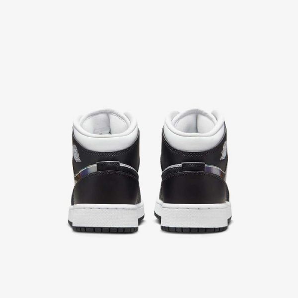 Nike Air Jordan 1 Mid Tops Sko Barn Svarte Rød Mørke