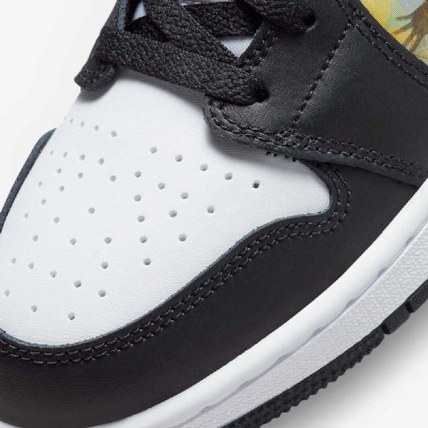 Nike Air Jordan 1 Mid Tops Sko Barn Svarte Rød Mørke