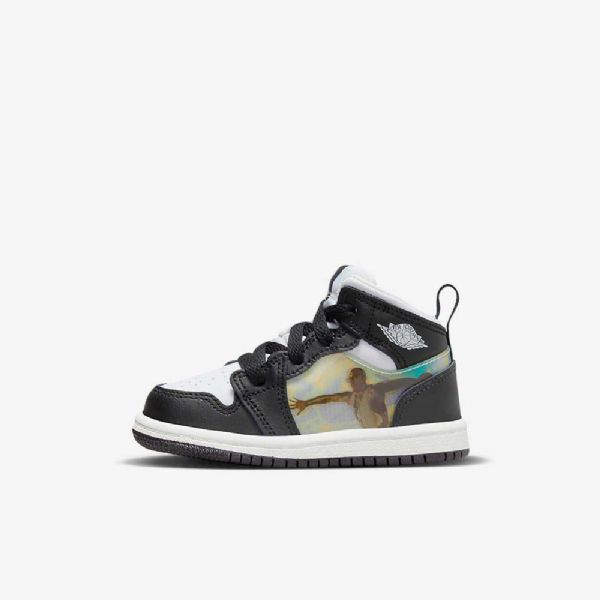 Nike Air Jordan 1 Mid Tops Sko Barn Svarte Rød Mørke