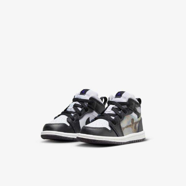 Nike Air Jordan 1 Mid Tops Sko Barn Svarte Rød Mørke