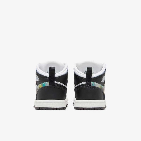 Nike Air Jordan 1 Mid Tops Sko Barn Svarte Rød Mørke