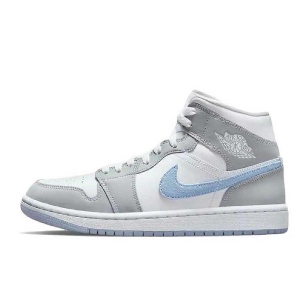 Nike Air Jordan 1 Mid Tops Sko Dame Grå Blå