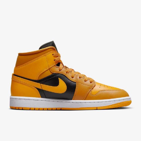 Nike Air Jordan 1 Mid Tops Sko Dame Gul Svarte
