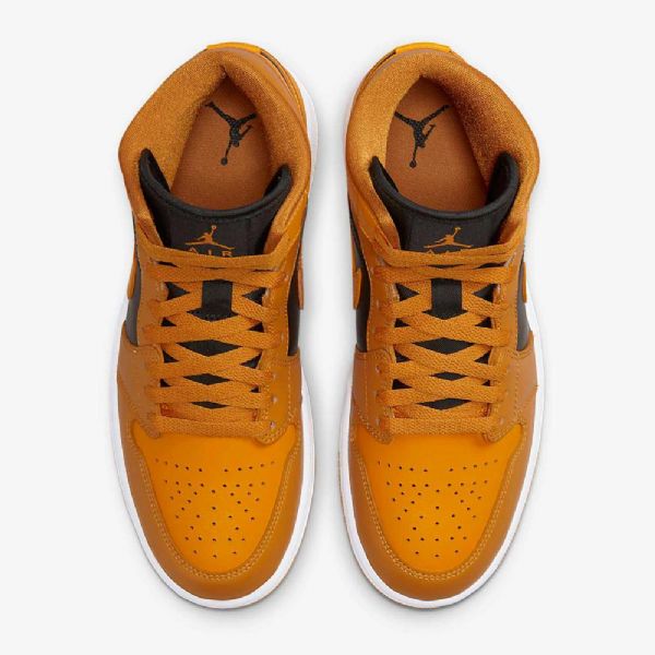Nike Air Jordan 1 Mid Tops Sko Dame Gul Svarte