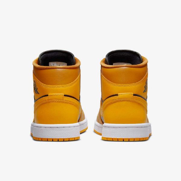 Nike Air Jordan 1 Mid Tops Sko Dame Gul Svarte