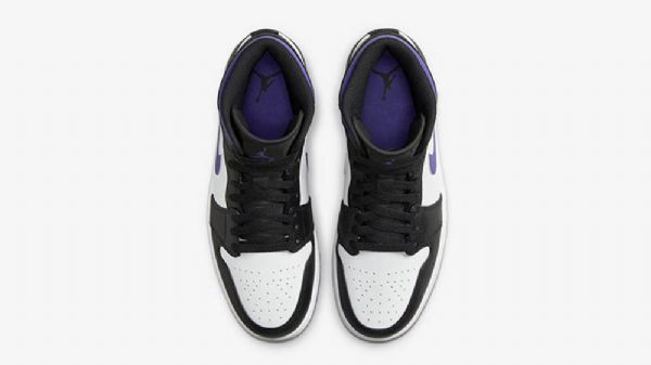 Nike Air Jordan 1 Mid Tops Sko Dame Hvite Svarte Lilla