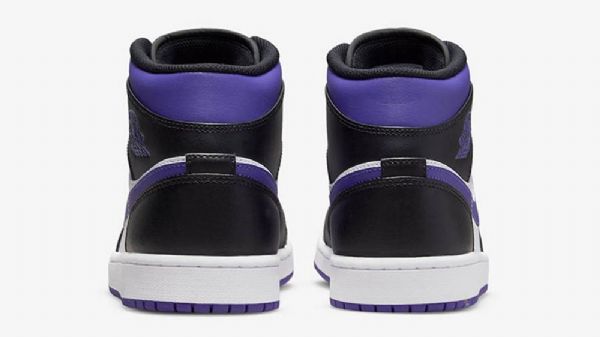 Nike Air Jordan 1 Mid Tops Sko Dame Hvite Svarte Lilla