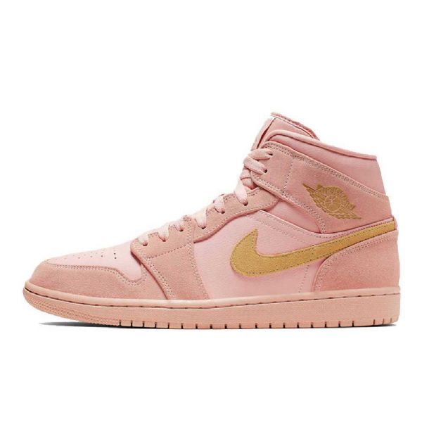 Nike Air Jordan 1 Mid Tops Sko Dame Korall Gull