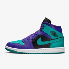 Nike Air Jordan 1 Mid Tops Sko Dame Lilla Svarte Hvite