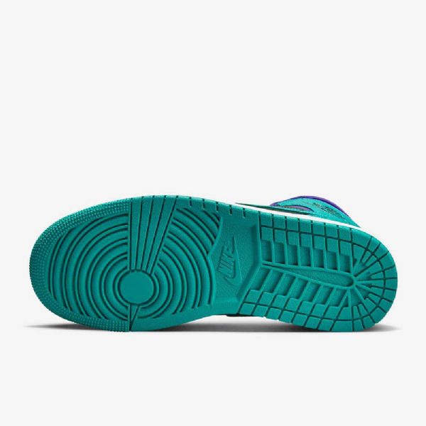Nike Air Jordan 1 Mid Tops Sko Dame Lilla Svarte Hvite