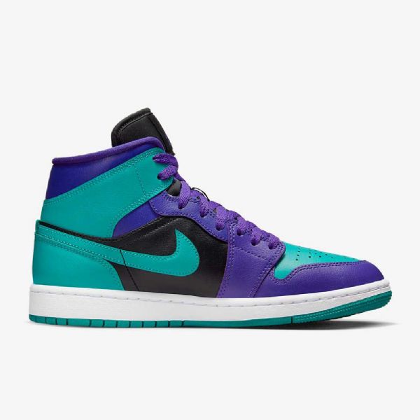 Nike Air Jordan 1 Mid Tops Sko Dame Lilla Svarte Hvite