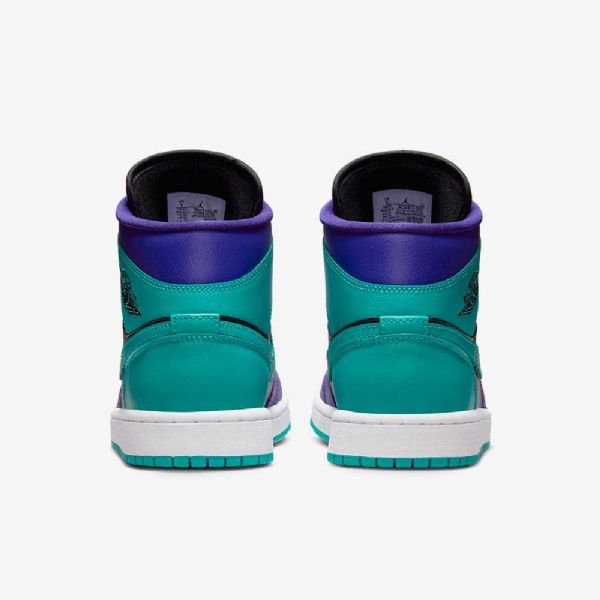 Nike Air Jordan 1 Mid Tops Sko Dame Lilla Svarte Hvite